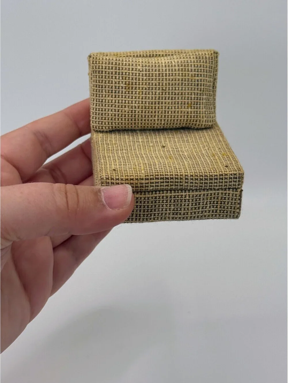 1:12 Scale Handmade Dollhouse Miniature Slipper Chair Tan Tweed Upholstered